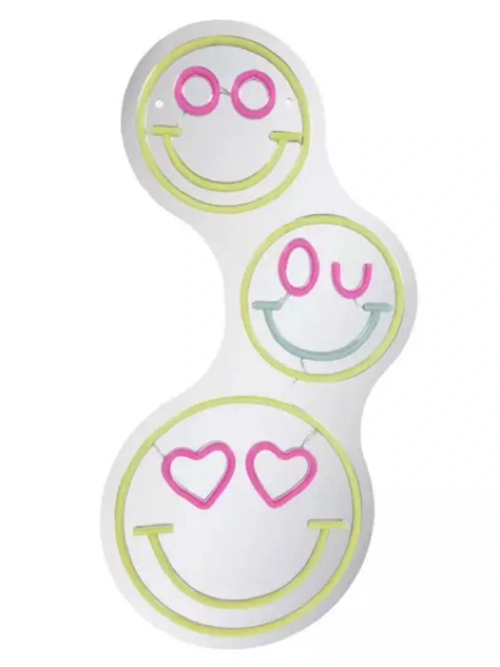 Three Smiley Faces LED Neon Wall Mirror